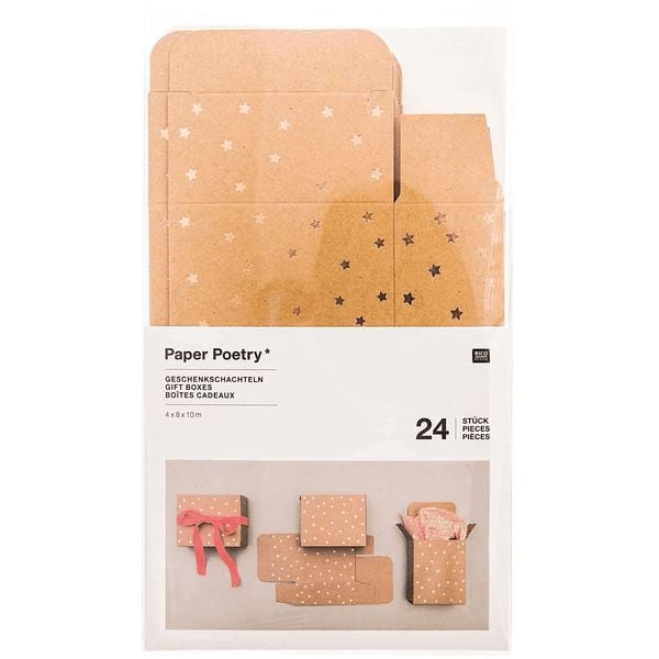 Adventskalender Boxen, Kraftpapier/Gold