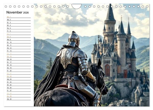 Produktbild: Rittertum und Mythos &ndash; Das Zeitalter der Ehre (Wandkalender 2026 DIN A4 quer), CALVENDO Monatskalender