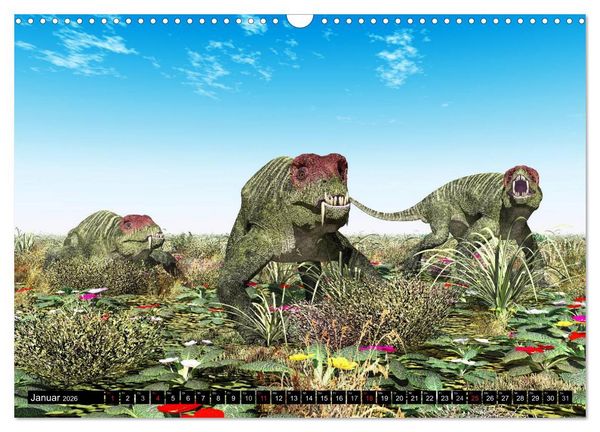 Produktbild: Dinosaurier. Urzeitliche Giganten (Wandkalender 2026 DIN A3 quer), CALVENDO Monatskalender