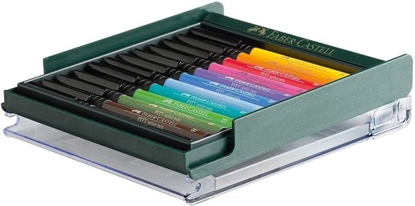 Faber-Castell Tuschestift PITT Artist Pen Brush 12er Set Basis Farben