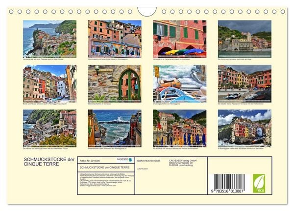 Produktbild: SCHMUCKST&Uuml;CKE der CINQUE TERRE (Wandkalender 2026 DIN A4 quer), CALVENDO Monatskalender