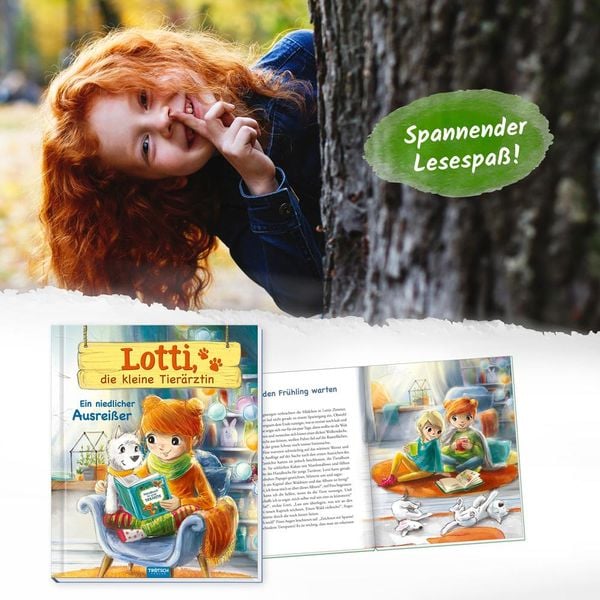Produktbild: TR&Ouml;TSCH - Lotti, die kleine Tier&auml;rztin "Ein niedlicher Ausrei&szlig;er" | Liebevoll illustriertes Kinderbuch &uuml;ber Lotti und ihre tierischen Patienten. Kinderbuch &uuml;ber Umgang mit Tieren | Ab 6 Jahren