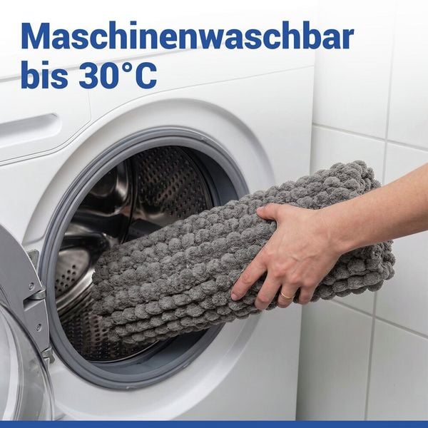 Produktbild: Badteppich Mod. Solivo Grau, 50 x 80 cm, rutschfest und waschbar bis 30 &deg;C