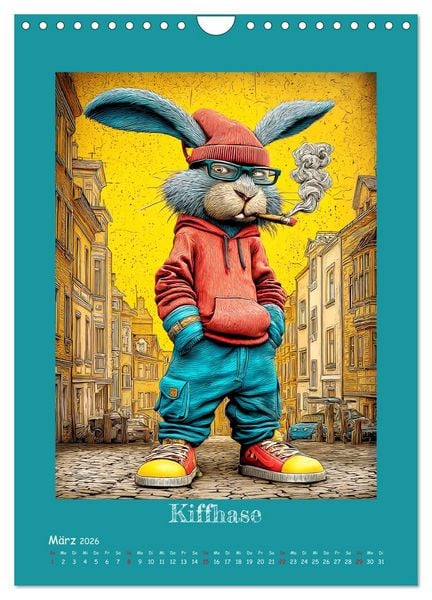 Produktbild: Urban Rabbits. Coole Stadthasen mit Charakter (Wandkalender 2026 DIN A4 hoch), CALVENDO Monatskalender