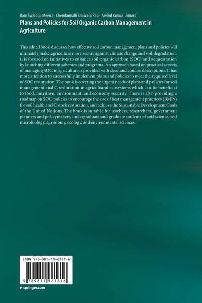 Produktbild: Plans and Policies for Soil Organic Carbon Management in Agriculture