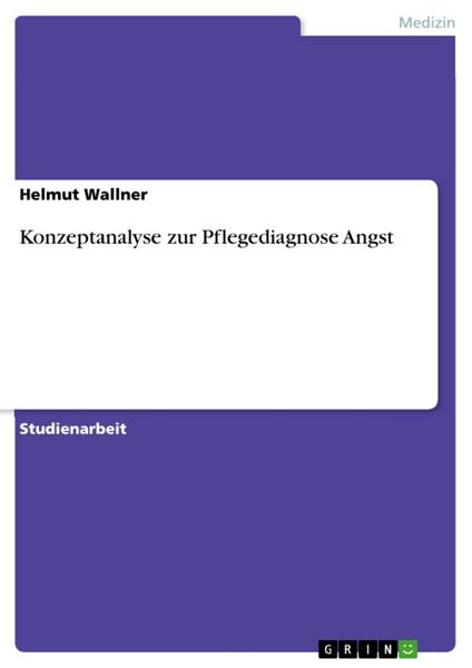 Produktbild: Konzeptanalyse zur Pflegediagnose Angst