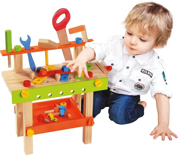 Bino 82149 - Genius Kid, Banco Werkbank mit Werkzeug 