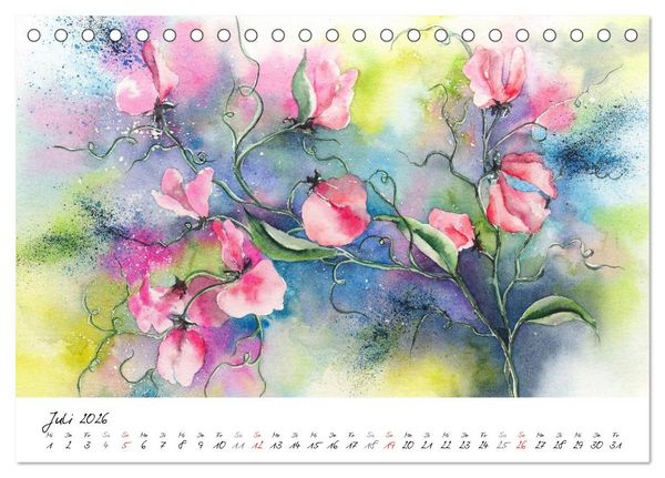 Produktbild: Blumen Bl&uuml;ten Aquarelle (Tischkalender 2026 DIN A5 quer), CALVENDO Monatskalender
