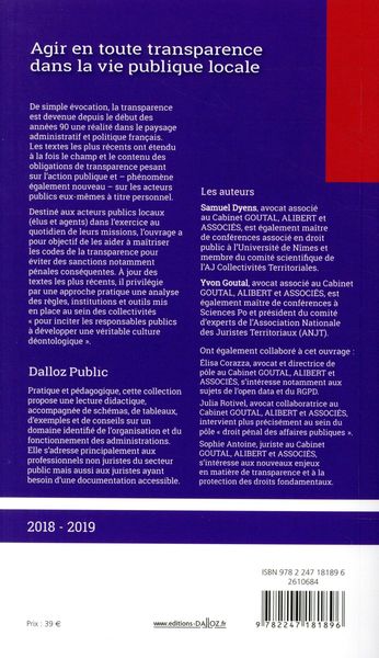 Produktbild: Agir en Toute Transparence Dans la Vie Publique Locale