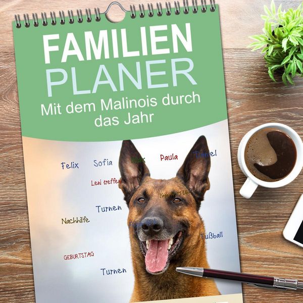 Produktbild: Familienplaner 2026 - Mit dem Malinois durch das Jahr mit 5 Spalten (Wandkalender, 21 x 45 cm) CALVENDO