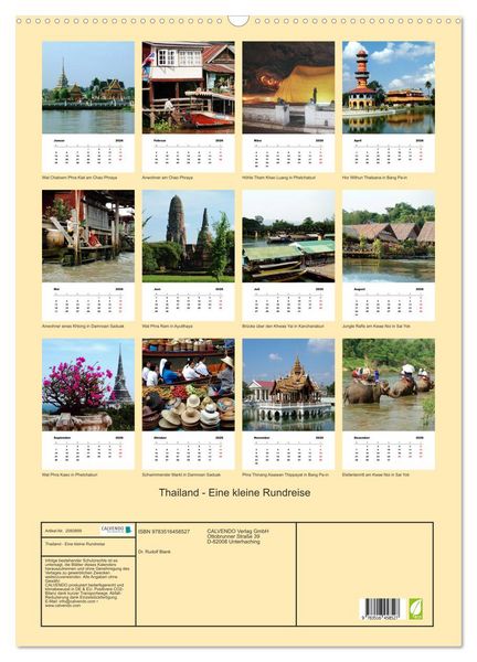 Produktbild: Thailand - Eine kleine Rundreise (Wandkalender 2026 DIN A2 hoch), CALVENDO Monatskalender