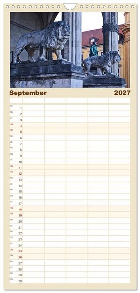 Produktbild: Familienplaner 2027 - M&uuml;nchen - Die Sch&ouml;ne mit 5 Spalten (Wandkalender, 21 x 45 cm) CALVENDO