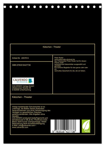 Produktbild: K&auml;tzchen - Theater (Tischkalender 2026 DIN A5 hoch), CALVENDO Monatskalender