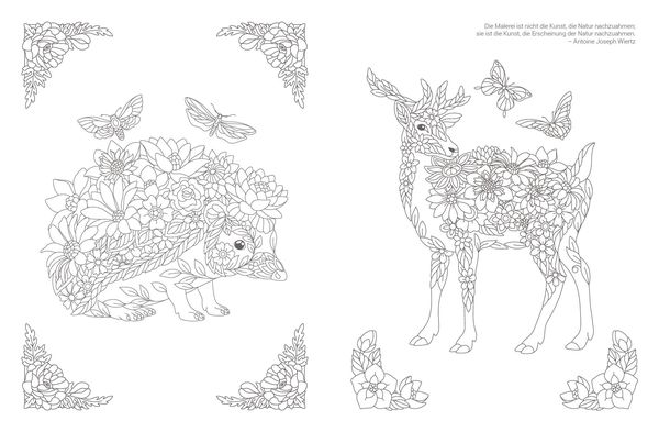 Produktbild: Inspiration Florale Tiere – 50 blumige Motive zum Ausmalen und Träumen