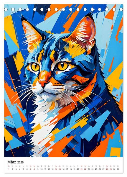 Produktbild: Pop-Art Katzen - Moderne, verr&uuml;ckte Katzenportr&auml;ts (Tischkalender 2026 DIN A5 hoch), CALVENDO Monatskalender