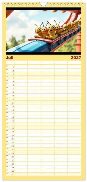 Produktbild: Familienplaner 2027 - Raupen-Rabatz - Ein Jahr voller Krabbelspa&szlig; mit 5 Spalten (Wandkalender, 21 x 45 cm) CALVENDO