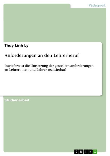 Produktbild: Anforderungen an den Lehrerberuf
