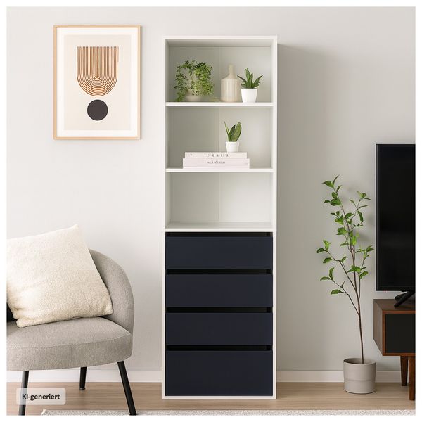 Produktbild: HTI-Living HTI-Living Schrank mit 4 Schubladen und 3 offenen F&auml;chern Wei&szlig;/Grau