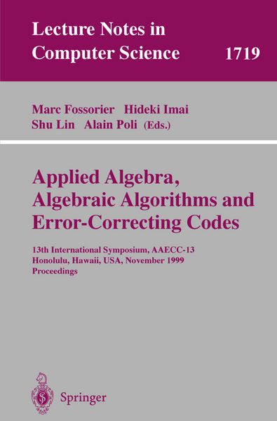 Produktbild: Applied Algebra, Algebraic Algorithms and Error-Correcting Codes