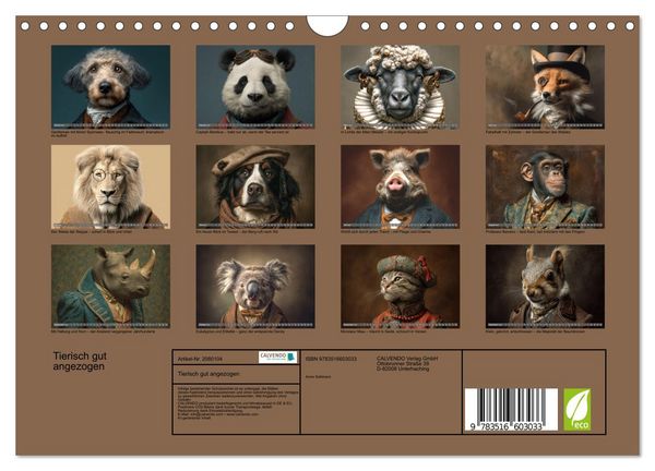 Produktbild: Tierisch gut angezogen (Wandkalender 2026 DIN A4 quer), CALVENDO Monatskalender