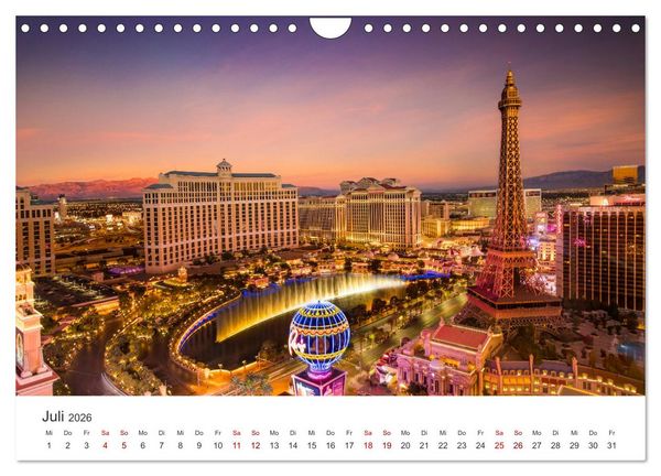 Produktbild: Las Vegas - Die Hauptstadt der Unterhaltung. (Wandkalender 2026 DIN A4 quer), CALVENDO Monatskalender