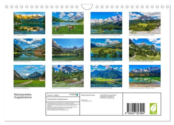 Produktbild: Naturparadies Zugspitzarena (Wandkalender 2026 DIN A4 quer), CALVENDO Monatskalender