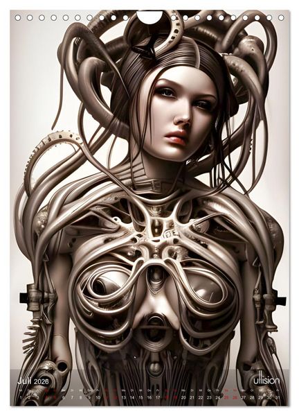 Produktbild: Biomechanic Portrait - Sch&ouml;nheit zwischen Mensch und Maschine (Wandkalender 2026 DIN A4 hoch), CALVENDO Monatskalender