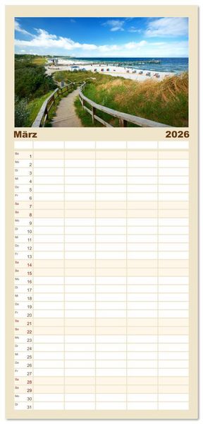 Produktbild: Familienplaner 2026 - Sch&ouml;ne Ostsee - Impressionen &uuml;bers Jahr mit 5 Spalten (Wandkalender, 21 x 45 cm) CALVENDO