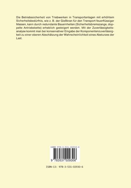 Produktbild: Untersuchung eines Hubwerkes mit redundanten Komponenten und zweiter kinematischer Kette zur Erh&ouml;hung der Betriebssicherheit gef&auml;hrdender Lastbewegungen