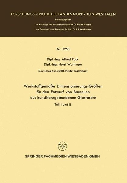 Produktbild: Werkstoffgem&auml;&szlig;e Dimensionierungs-Gr&ouml;&szlig;en f&uuml;r den Entwurf von Bauteilen aus kunstharzgebunen Glasfasern