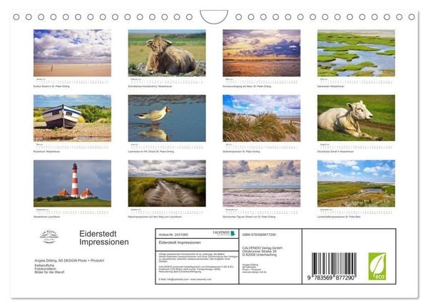 Produktbild: Eiderstedt Impressionen (Wandkalender 2027 DIN A4 quer), CALVENDO Monatskalender