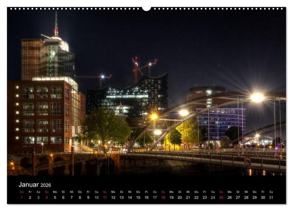 Produktbild: Hamburg - Lichter der Nacht (Wandkalender 2026 DIN A2 quer), CALVENDO Monatskalender