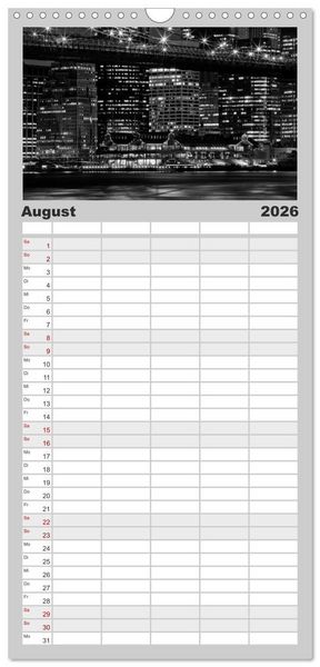 Produktbild: Familienplaner 2026 - NEW YORK Urbaner Flair mit 5 Spalten (Wandkalender, 21 x 45 cm) CALVENDO