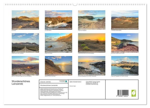 Produktbild: Wundersch&ouml;nes Lanzarote (hochwertiger Premium Wandkalender 2027 DIN A2 quer), Kunstdruck in Hochglanz