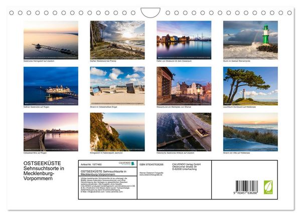 Produktbild: OSTSEEK&Uuml;STE Sehnsuchtsorte in Mecklenburg-Vorpommern (Wandkalender 2026 DIN A4 quer), CALVENDO Monatskalender