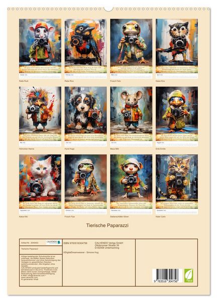 Produktbild: Tierische Paparazzi (hochwertiger Premium Wandkalender 2026 DIN A2 hoch), Kunstdruck in Hochglanz