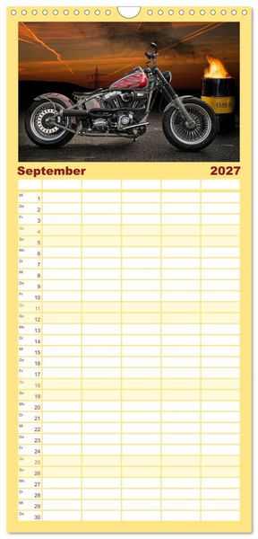 Produktbild: Familienplaner 2027 - Motorrad-Tr&auml;ume &ndash; Chopper und Custombikes mit 5 Spalten (Wandkalender, 21 x 45 cm) CALVENDO