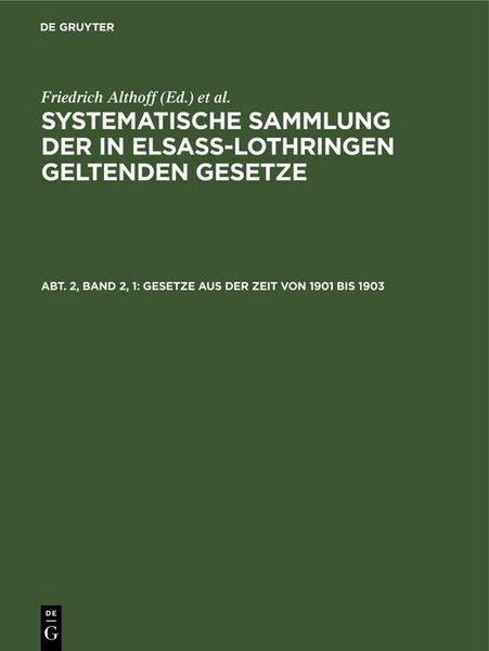 Produktbild: Gesetze aus der Zeit von 1901 bis 1903