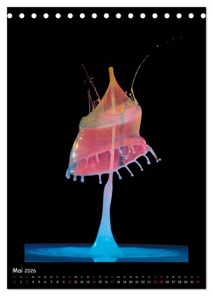 Produktbild: Au&szlig;ergew&ouml;hnliche Kunst - Wasser Tropfenfotografie (Tischkalender 2026 DIN A5 hoch), CALVENDO Monatskalender