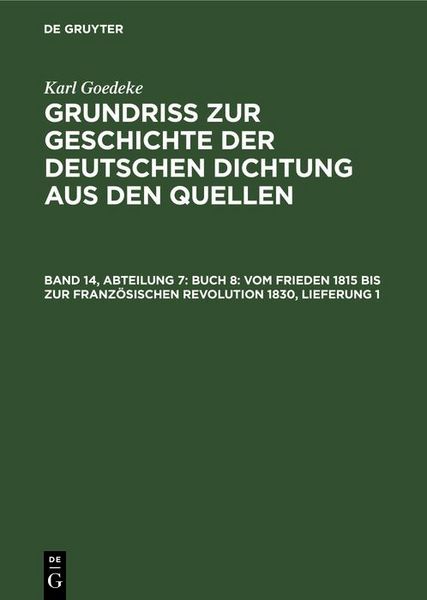 Produktbild: Abteilung 7, Buch 8: Vom Frieden 1815 bis zur franz&ouml;sischen Revolution 1830