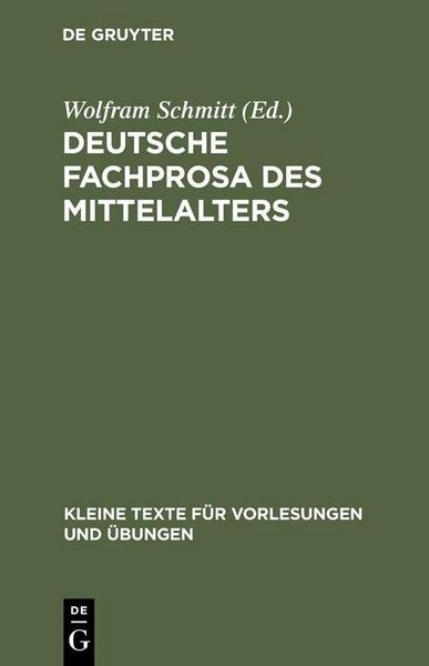 Produktbild: Deutsche Fachprosa des Mittelalters