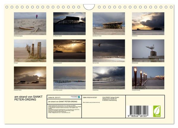 Produktbild: am strand von SANKT PETER-ORDING (Wandkalender 2026 DIN A4 quer), CALVENDO Monatskalender