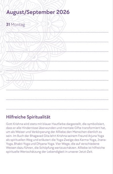 Produktbild: Yoga-Kalender 2026 - Taschenkalender mit Mantras, Meditationen, Affirmationen und Hintergrundgeschichten - im praktischen Format 10,0 x 15,5 cm, mit zahlreichen Illustrationen und Leseb&auml;ndchen