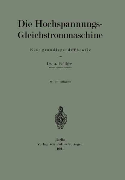 Produktbild: Die Hochspannungs-Gleichstrommaschine