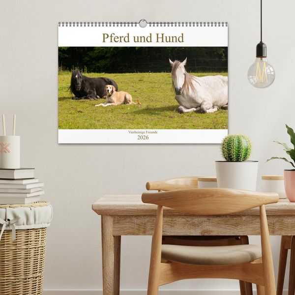 Produktbild: Pferd und Hund - Vierbeinige Freunde (Wandkalender 2026 DIN A3 quer), CALVENDO Monatskalender