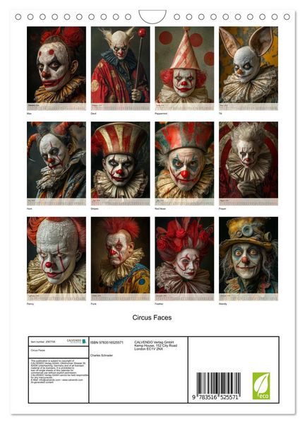 Produktbild: Circus Faces (Wall Calendar 2026 DIN A4 portrait), CALVENDO 12 Month Wall Calendar