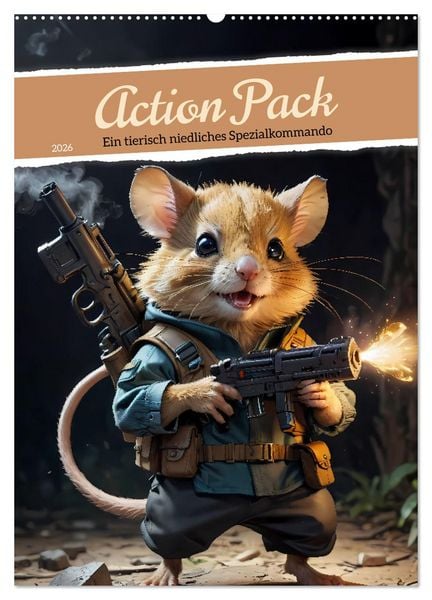 Action Pack - Ein tierisch niedliches Spezialkommando (Wandkalender 2026 DIN A2 hoch), CALVENDO Monatskalender