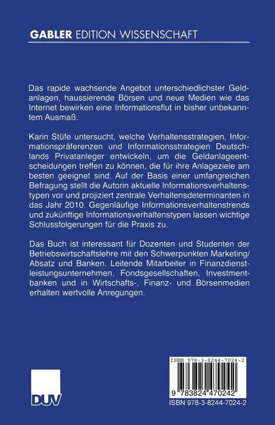 Produktbild: Das Informationsverhalten deutscher Privatanleger