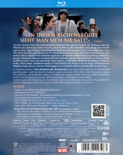 Produktbild: Drei Haseln&uuml;sse f&uuml;r Aschenbr&ouml;del - Special Edition mit Bonus-DVD (Filmjuwelen / DEFA-M&auml;rchen) (Blu-ray + DVD)