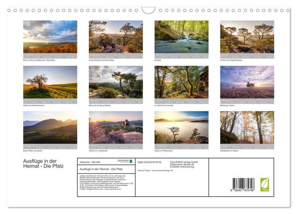 Produktbild: Ausfl&uuml;ge in der Heimat - Die Pfalz (Wandkalender 2026 DIN A3 quer), CALVENDO Monatskalender